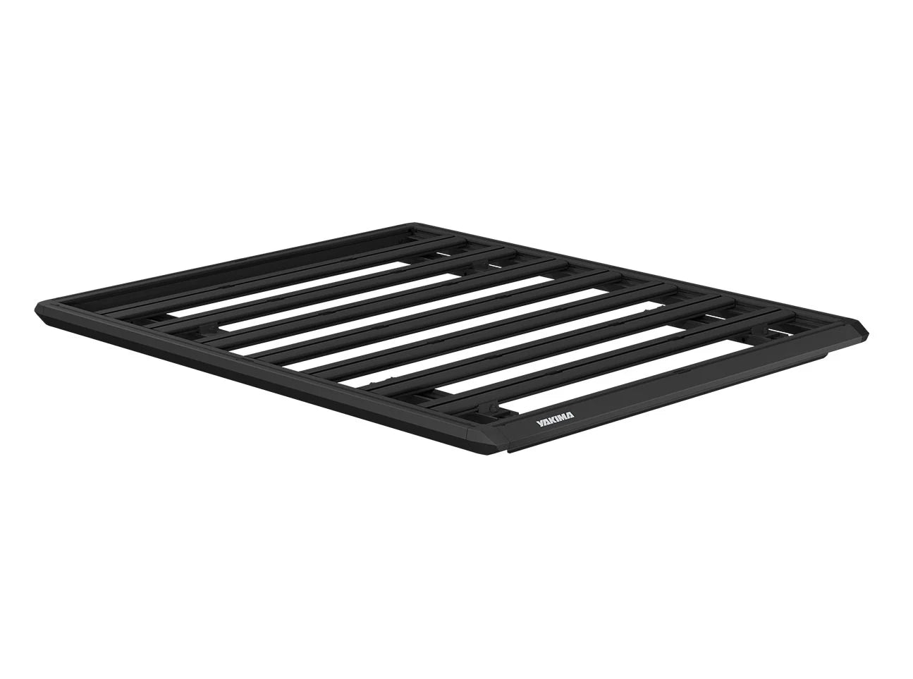 Black metal roof rack platform on a white background