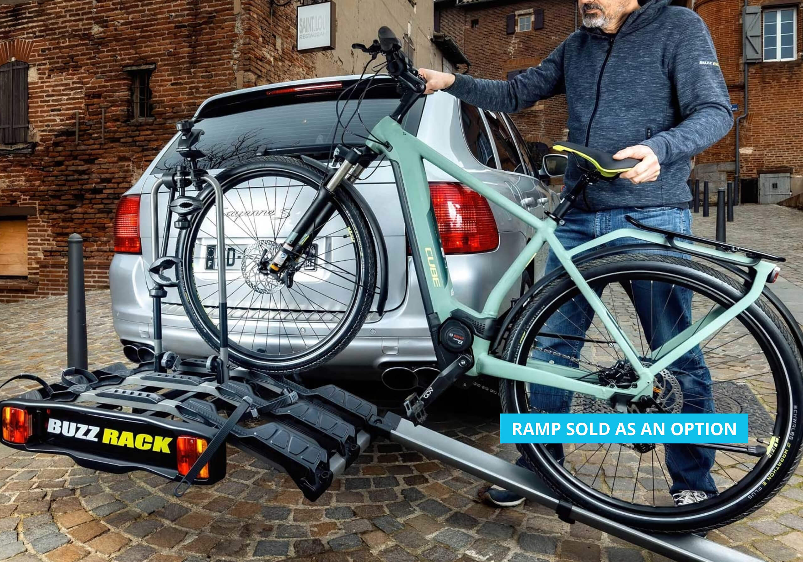 Buzzrack E-Ramp for loading e Bikes on a rack. Sun And Snow, NZ.